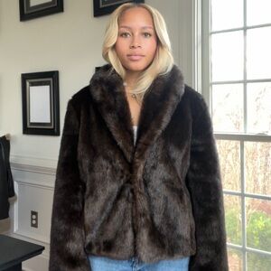 Mossimo Supply Co. Dark Brown Faux Fur Coat